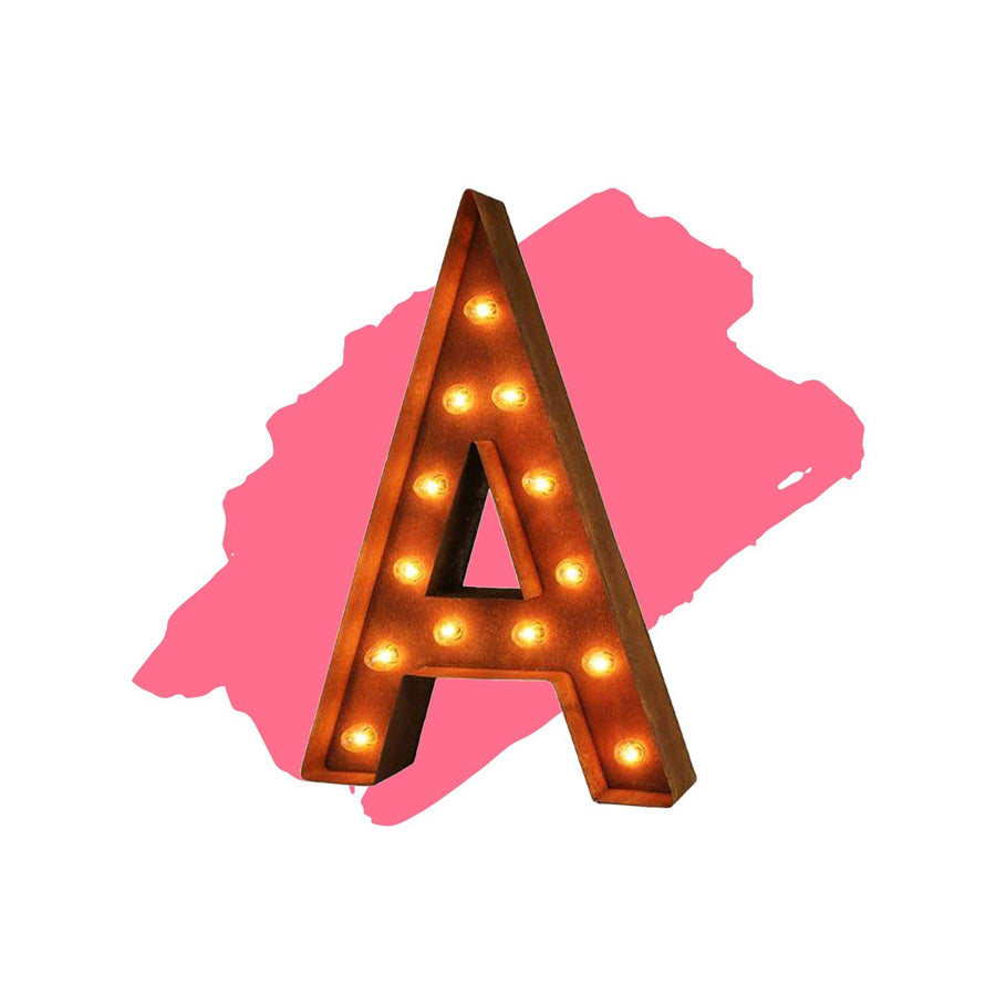 12” Letter A Lighted Vintage Marquee Letters (Modern Font/Rustic) - Buy ...