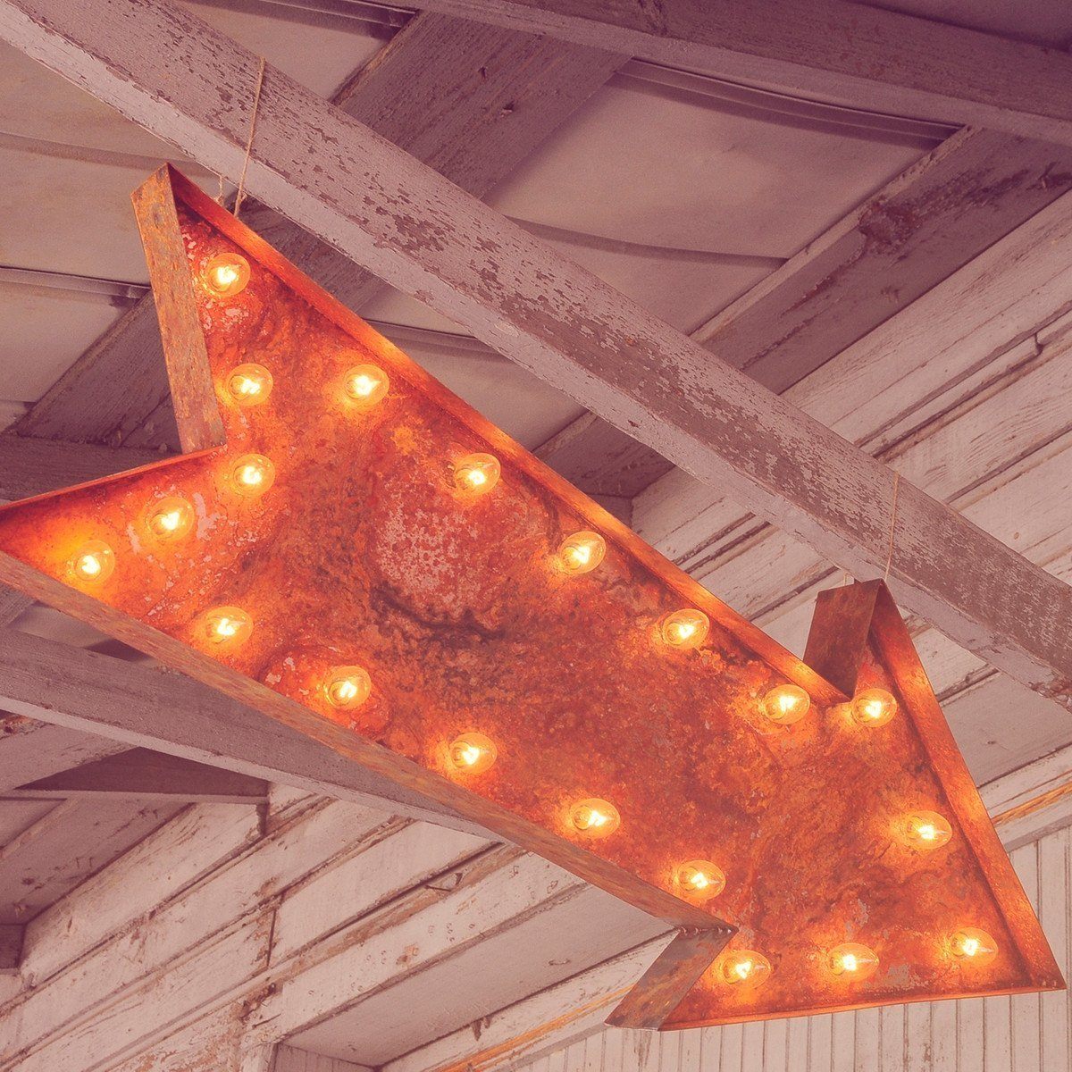 36” Large Arrow Vintage Sign Lights Marquee Rusty with - Lights Buy - Marquee (Rustic) Online The Marquee