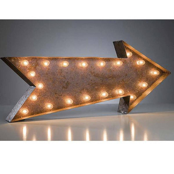 36” Large Arrow Vintage Marquee Sign - with Lights (Rustic) Online Marquee Rusty Buy - Lights Marquee The
