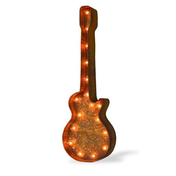 36” Large Guitar Vintage Buy - Online with - Rusty Lights The Marquee Marquee Lights Marquee (Rustic) Sign